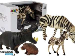 Beeldje Set Dieren Afrika Nijlpaard Zebra
