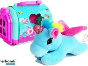 Cavallo pony unicorno con mascotte portatore in valigia