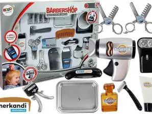 Set Friseursalon Kinder Barber Trockner Rasierer Zubehör Silber