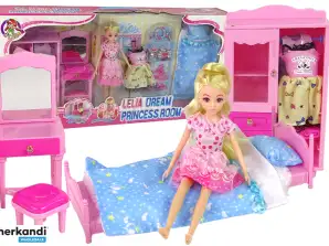 Poppenmeubelset Bed Kledingkast Kaptafel