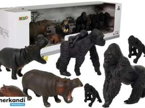 Figurenset Safari Tiere Nilpferde Gorillas