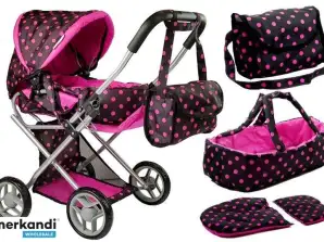 Doll's kinderwagen Alice Draagzak zwart-roze