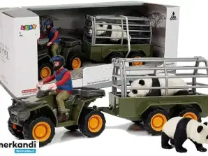 Quad mit Anhänger Transporter Panda Figuren