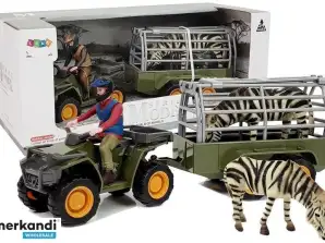 Quad mit Anhänger Transporter Zebra Figuren