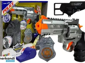 Police Revolver Set 20cm Badge Holster Whistle Sound Lighting Effects