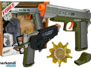 Police Pistol Set 20cm Badge Whistle Holster Light Effects Sound