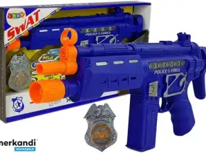 Police Pistol Badge Set Navy Blue Sound Light Effects 37cm