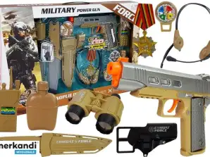 Militärt set med tillbehör Pistolkniv Kikare Hörlurar Visselpipa Walkie-talkie Ljusgrön