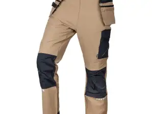Рабочие брюки Mix&Match. Четырехсторонняя растяжка. С карманами. Cordura. Бежево-черные. Размер XS