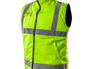 Arbeidsvest uten ermer, tosidig, én refleksjonside gul, størrelse L/52