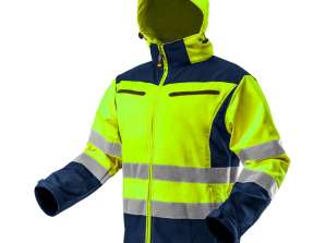Chaqueta de trabajo de softshell de advertencia con capucha amarilla tamaño S