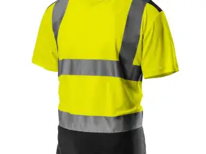 Varsel T-skjorte, mørk bunn, gul, størrelse XL