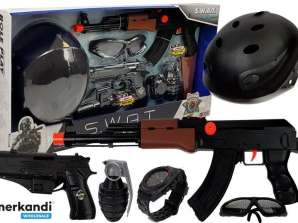 S.W.A.T Polizist Set für Kinder Waffenhelm Schwarz