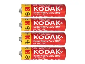 Batteri Kodak ZINC Super Heavy Duty AA LR6. 4 stk. folie