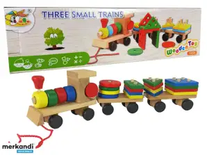 Houten treinlocomotief met 2 afneembare wagons