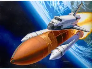 Plastový model raketoplánov na objavovanie a posilňovacie rakety