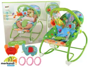 Rocker Cradle Autostoel Stoel 2in1 Groen Vis Olifant Geluiden Vibratie