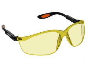 Schutzbrille aus Polycarbonat mit gelben Gläsern