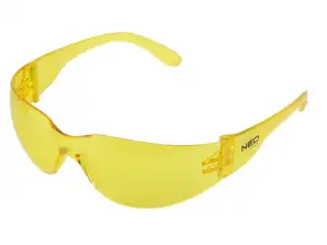 Schutzbrille mit gelben Gläsern der Widerstandsklasse F