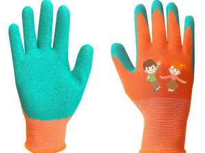 Arbeitshandschuhe für Kinder Polyester mit Latex beschichtet crincle Größe 4