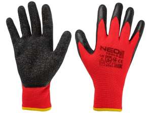Arbeidshansker. polyester belagt med latex crincle .3121X. størrelse 10