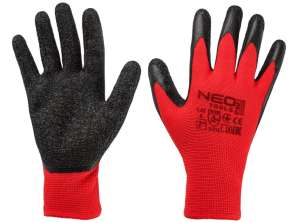 Pracovní rukavice. polyester potažený crinke latexem .3121X. Záložka velikosti 7