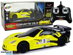 Urheiluauto R/C 1:24 Corvette keltainen C6. R 2,4 G -valo