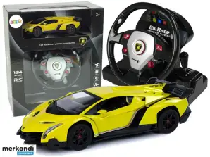 Kaukosäädin Auto Lamborghini Veneno keltainen 2,4 g kaukosäädin ohjauspyörän valoääni