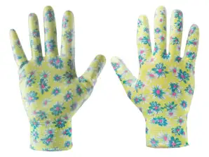 Gartenhandschuhe aus Nitril mit Blumenmuster, Größe 7