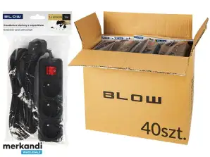 98 572# Netzverlängerungskabel PR 370WSP 3 Steckdosen mit Erdungsschalter 2m schwarz 3x1,5mm Verpackung
