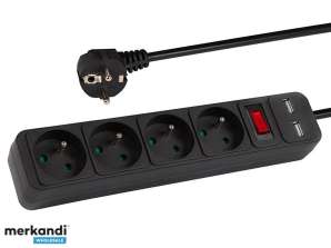 98 778# Mains extension cord pr 470wsp/usb 4 usb sockets with grounding switch 3m black 3x1.5mm