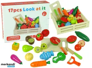 Houten fruit- en groentesnijset