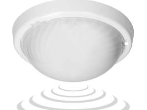 7070T/MAT ALFA/MS/PL belysningsarmatur med mikrovågsrörelsesensor 75W E27 IP44 IK10 opal polykarbonat