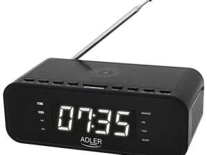 AD 1192 schwarzer Radiowecker mit kabellosem Ladegerät und FM
