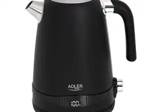 AD 1295 zwarte metalen waterkoker 1.7l met LCD en temperatuurregeling