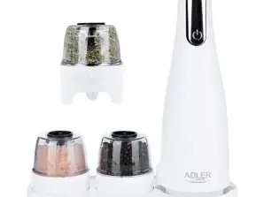 AD 4449 Moulin à épices blanc. Sel et poivre Ensemble de 3 moulins USB