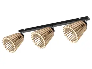 DELOS 3P E27 wall and ceiling lamp, max. 3x60W, black, wood