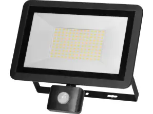 FARO S LED 100W Fluter mit PIR 8000lm. IP44. 4000K. Aluminium + Glas