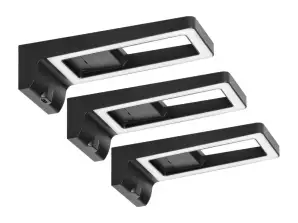 ARTUS ensemble de 3 lampes LED sous meuble. 3x3W. 3x225lm. 4000K. avec interrupteur tactile et USB. noires