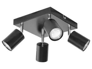 Wall and ceiling fixture. GU10 max. 4x50W. IP20. black. square