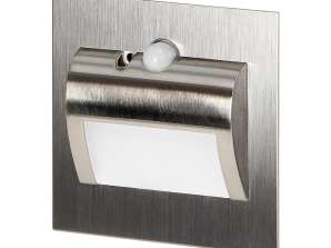 DRACO LED NEW 1.5W. recessed stair light. 12VDC. 30lm. 4000K. satin. motion and dusk sensor