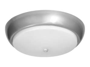 KOKO lampa 2xE27 ar PIR kustību sensoru. 2x40W. sudraba polipropilēns. matēts polikarbonāta aizsargs.