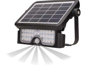 LUX LED 5W. napelemes kültéri világítás mozgásérzékelővel 500lm. IP65. 4000K. 2x1500mAh. fekete