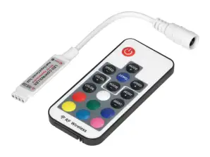 Contrôleur sans fil pour bandes LED RGB avec télécommande. 17 boutons. 12V. 6A. 72W