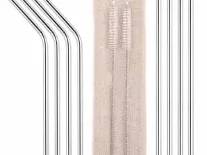 AG371A Pailles en métal ensemble de 10 pièces argenté