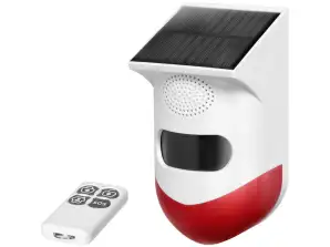 Alarm with built-in siren and solar battery, controlled by remote via WiFi and TUYA