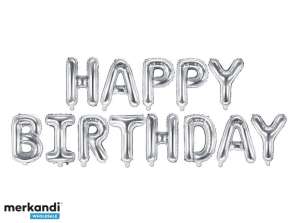 Decorazione di compleanno palloncino in lamina Buon compleanno argento 340cm x 35cm