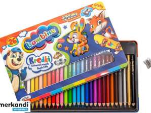 BAMBINO Crayons de couleur boîte en métal pour reliure en bois