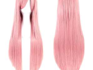 BQ3D Perruque Cheveux 80cm Rose Cosplay