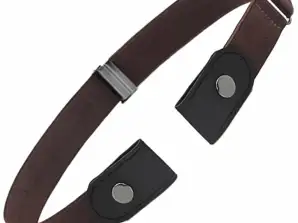 BQ53D Brown No-Buckle Elastic Pants Belt